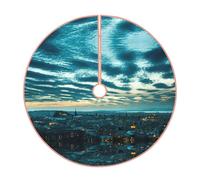 Copertura per base dell'albero di Natale con paesaggio urbano crepuscolo per albero di Natale, Capodanno, decorazioni per la casa, tappetino per albero di Natale