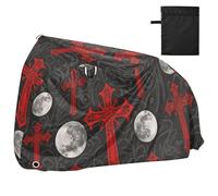 Copertura per bici da esterno con croce gotica rossa e nera, impermeabile, con fori di blocco, per interni ed esterni, adatta per la maggior parte degli accessori