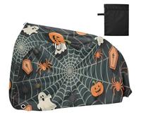 Copertura per bici da esterno impermeabile con ragnatela nera di Halloween con fori di bloccaggio resistente ai raggi UV per interni ed esterni Copertura per bici elettrica adatta per la maggior parte