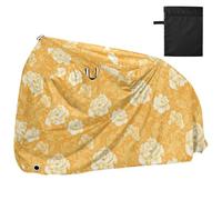 Copertura per bici da esterno impermeabile in stile cinese arancione floreale con fori di bloccaggio anti polvere pioggia neve UV Storage cyclette copertura adatta per la maggior parte dei forro para