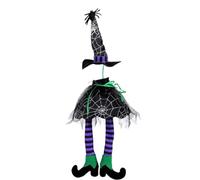 Copertura per bottiglia di vino da strega, cappello da strega e gambe per bottiglia di vino, cappello da strega, copertura per bottiglia di champagne a gamba lunga, decorazione da tavolo per feste di