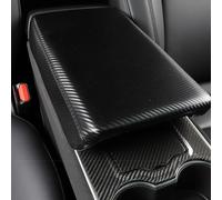 Copertura per bracciolo in pelle per Tesla Model 3 e Model Y in fibra di carbonio stile console box con rivestimento protettivo morbido ComFortable modanatura interna per il controllo centrale