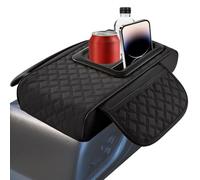 Copertura per bracciolo per auto, in pelle, con portabicchieri, per console centrale, supporto per cellulare, organizer per la maggior parte dei veicoli