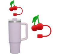 Copertura per cannuccia in silicone a forma di ciliegie rosse, per coperture per cannucce da 10 mm, accessori Stanley Cup per cannucce riutilizzabili (tappo a frutta)