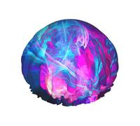 Copertura per capelli blu e rosa con stampa di fuoco, per doccia, da donna, regolabile, elegante, grande, impermeabile