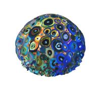 Copertura per capelli colorata con stampa di squame di pesce per doccia, cuffia per capelli regolabile da donna elegante grande impermeabile