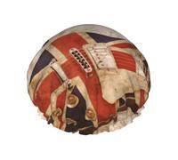 Copertura per capelli con stampa bandiera britannica, per doccia, da donna, regolabile, elegante, grande, impermeabile