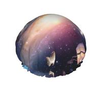 Copertura per capelli con stampa di pianeti, per doccia, da donna, regolabile, elegante, grande, impermeabile