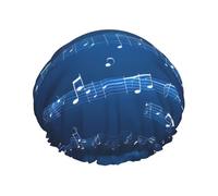 Copertura per capelli da bagno con stampa di note musicali blu per le donne riutilizzabili a doppio strato impermeabile cuffie da doccia per donne