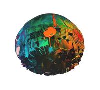 Copertura per capelli da bagno con stampa di note musicali colorate per le donne riutilizzabili a doppio strato impermeabile cuffie da doccia per donne