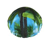 Copertura per capelli da bagno estiva con stampa di palme per le donne riutilizzabili a doppio strato impermeabile cuffie da doccia per donne