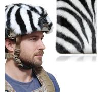 Copertura per Casco Tattico a Modello Tigre PJ a Taglio Alto, Copertura Cuscino per Casco in Camouflage Neve con Pelliccia Biomimetica Antivento e Calda(White tiger)