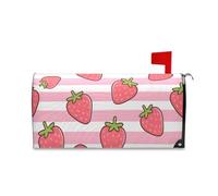 Copertura per cassetta postale a righe bianche pesca frutta fragola per il Ringraziamento Copertura unica per cassetta delle lettere di Capodanno 52,8 x 64,5 cm Caja de correos
