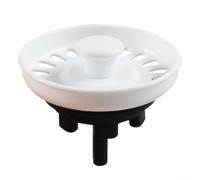 Copertura per cestello di scarico per lavello, bordo da 74 mm, maglia fine, filtraggio efficiente, in plastica bianca, facile installazione, si adatta alla maggior parte dei lavelli da cucina, design
