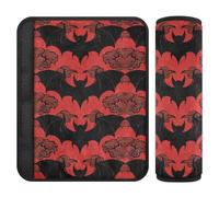 Copertura per cintura di sicurezza con pipistrello vampiro rosso e nero, 2 pezzi, protegge il collo e le spalle, coprisedile per auto, per zaino, camion, camion, 25,4 x 19,6 cm, per cintura di