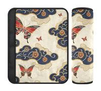 Copertura per cintura di sicurezza tradizionale cinese, motivo farfalle e nuvole, 2 pezzi, per fermare il taglio della cintura di sicurezza nel collo, copri cintura di sicurezza per auto