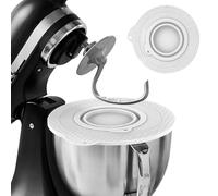 Copertura per ciotola del mixer in silicone, compatibile con Kitchen-Aid 4,5 - 5 Quart, coperchio ermetico di qualità alimentare con piccola ciotola pieghevole (bianco)