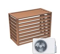 Copertura per condizionatore d'aria da esterno, Copertura protettiva del condensatore, copertura dell'unità mini split AC con sorgente d'aria esterna, effetto legno senza parte superiore(Almond Louver