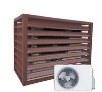 Copertura per condizionatore d'aria da esterno, Copertura protettiva del condensatore, copertura dell'unità mini split AC con sorgente d'aria esterna, effetto legno senza parte superiore(Brown Flat To