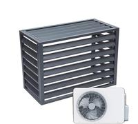 Copertura per condizionatore d'aria da esterno, Copertura protettiva del condensatore, copertura dell'unità mini split AC con sorgente d'aria esterna, effetto legno senza parte superiore(Gray Louver T