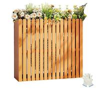 Copertura per condizionatore d'aria da esterno in legno con tettuccio per decorazione giardino e piscina, giallo, 85 x 35 x 80 cm, resistente alle intemperie ed elegante.