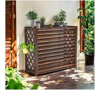 Copertura per condizionatore d'aria da esterno in legno massello, protezione impermeabile e resistente al sole, versatile espositore per piante e ripiano portaoggetti, 120 x 57 x 100 cm, design