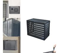 Copertura per condizionatore d'aria in alluminio 1.5P - Scudo da parete AC esterno con griglia inclinata a 45°, protezione durevole per unità HVAC, involucro CA resistente alle intemperie