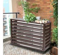 Copertura per condizionatore d'aria in alluminio con pannelli superiori e laterali, 4 pannelli esterni impermeabili per unità AC nascoste e giardini, marrone, 100 cm