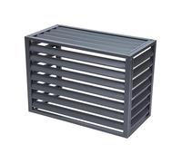 Copertura per condizionatore d'aria in alluminio di alta qualità, protezione per pompa di calore esterna, parte superiore grigia, adatta per 100 x 50 x 70 (1,5 p), resistente alle intemperie e ai