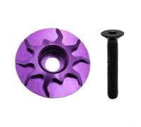 Copertura per cuffia per bici in lega di alluminio CNC con bullone in acciaio inossidabile per una vestibilità affidabile su 28 steli di diametro 6 mm (viola)