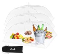 Copertura per cupole per alimenti, confezione da 3 pezzi, extra large, pieghevole, in rete, 100 x 60 cm, riutilizzabile, per esterni, feste, picnic, barbecue, bianco