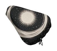 Copertura per cuscino per bicicletta in bianco e nero Art Sun Moon Galaxy Cuscino per sedile bici Copertura antipioggia con coulisse Protezione impermeabile Cuscino per sella per bici