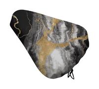 Copertura per cuscino per sella della bici, in lamina d'oro e nera, bianca, in marmo, per bicicletta, con coulisse, protezione impermeabile, coprisella per bicicletta
