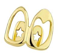 Copertura per denti a forma di cuore, placcata in rame, regolabile, accessorio decorativo per gli amanti degli stili di strada che indossano un cuore cavo Grillzs, Misura unica, come descritto, come