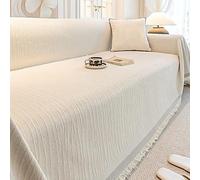 Copertura per Divano a Spina di Pesce Anti-Graffio, Copridivano in Chenille di Colore Solido, Copertina Lavabile per Tutte Le Stagioni per la Decorazione della Casa del Soggiorno,Beige,180 * 280cm