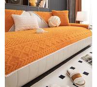 Copertura per Divano in Pile, Copridivano Modulare Antiscivolo Lavabile, Protettori per Mobili Spessi, Morbidi e Caldi per Bambini, Animali Domestici, Soggiorno Orange 110x240cm