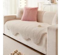 Copertura Per Divano In Pile Di Visone, Antiscivolo, Morbida Come Una Nuvola, Ultra Calda, Copripoltrona In Unico Pezzo Per Il Soggiorno, Protezione Per Divano Modulab Creamy white 30*50cm Pillowcase