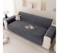 Copertura per divano in velluto a forma di L, in pelle antiscivolo, ultra morbido e peluche, protegge il divano dai danni causati dagli animali domestici.(Square-grey,2 Seater)