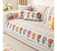 Copertura per Divano Spessa Stile Boho in Velluto Morbido a Fiocco di Neve, Coperture Universali per 2, 3, 4 Posti, Copripoltrona Antiscivolo Lavabile per Bambini e An Flowers 110*110cm/43.31*43.31in