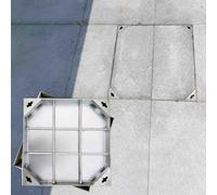 Copertura per drenaggio sotterraneo resistente, per calcestruzzo/piastrelle, transizione da quadrata a rotonda, 60 x 45 cm, accesso alla camera nascosta, resistente alle intemperie