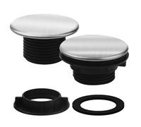 Copertura per foro per lavabo, 2 set, diametro 45 mm, diametro filettatura 27 x 10 mm, rosetta di copertura in acciaio inox con guarnizione e dado, tappi per fori per rubinetto, copertura per foro per