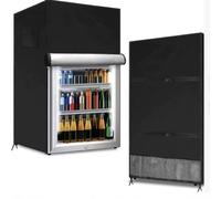 Copertura per frigorifero da esterno 210D, copertura impermeabile pesante per congelatore verticale e frigorifero per bevande, grigio (56 x 58 x 86 cm) (nero)