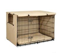 Copertura per gabbia per cani 210D, resistente, resistente alle intemperie, con prese d'aria, per viaggi, campeggio, casa, colore nero (beige)