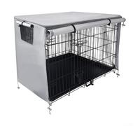 Copertura per gabbia per cani, 94 x 61 cm, 210D, impermeabile e traspirante | Tessuto impermeabile 210D, alette in rete traspirante, adatto per casse da 94 x 61 cm, uso interno ed esterno, grigio, nero