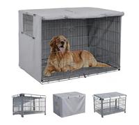 Copertura per gabbia per cani copertura per gabbia per cani con tende a rullo tessuto Oxford resistente 600D tutti i lati aperti solo copertura,Grigio,107×71×76cm
