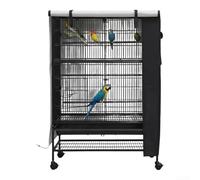 Copertura per gabbia per uccelli in tessuto Oxford 210D impermeabile, impermeabile e traspirante, antipolvere, per interni ed esterni, compatibile con piccole gabbie per animali, lavabile nero (63 x