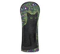 Copertura per golf viola Evil Eye Black Cat in pelle PU con etichette numerate per legno e driver Fairway Hybrid