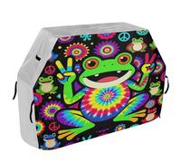 Copertura per griglia, 165 cm, resistente, antistrappo, resistente allo sbiadimento, per esterni, copertura per grill, tie-dye, rana, segno della pace, hippie
