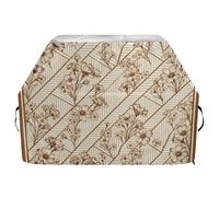 Copertura per griglia alla moda con fiori marroni, linea astratta, impermeabile, resistente, resistente allo sbiadimento e ai raggi UV, con coulisse regolabile per polvere e vento