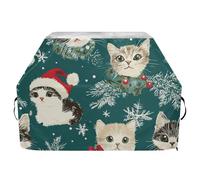 Copertura per griglia da esterni con simpatico gatto con scritta "Merry Christmas", impermeabile, resistente, resistente allo sbiadimento e ai raggi UV, con coulisse regolabile per polvere e vento